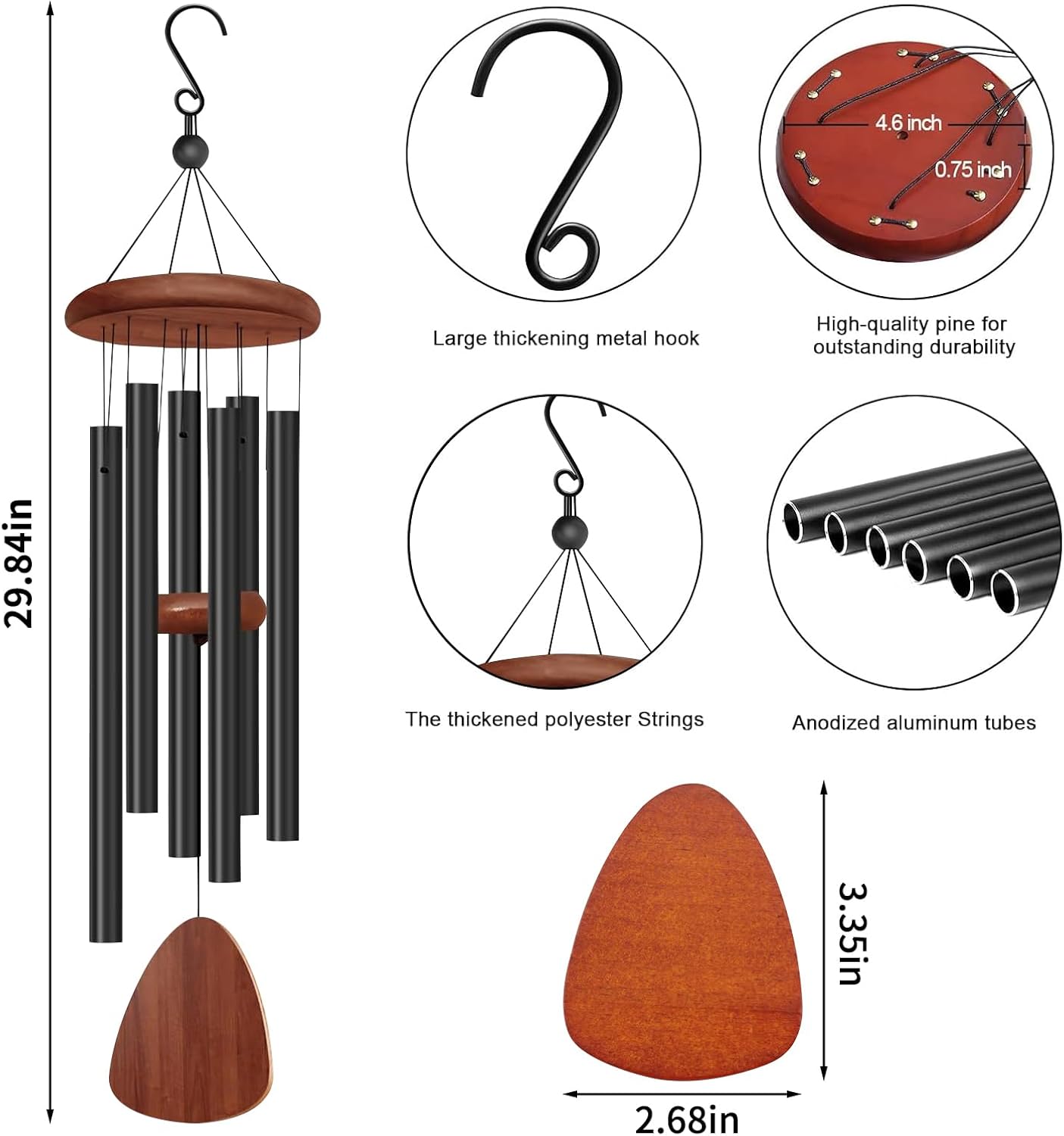 28 inç rüzgar çanları, 6 ayarl - Wind Chime Tubular incelemesi ve fiyatı